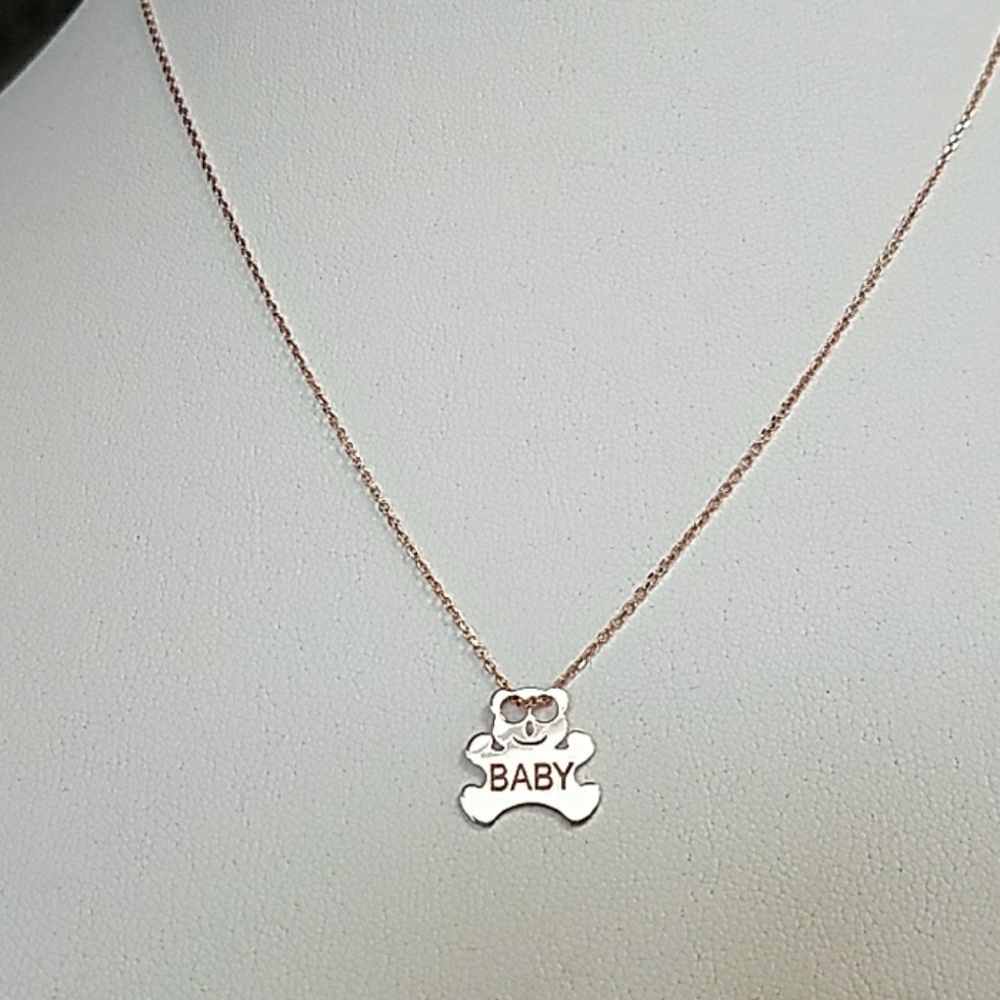 Rose Gold Plated BABY 2pc set Necklace. - Picture 5 of 7